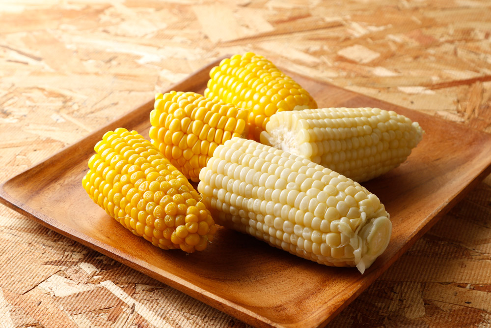 様々な品種の北海道産とうもろこし