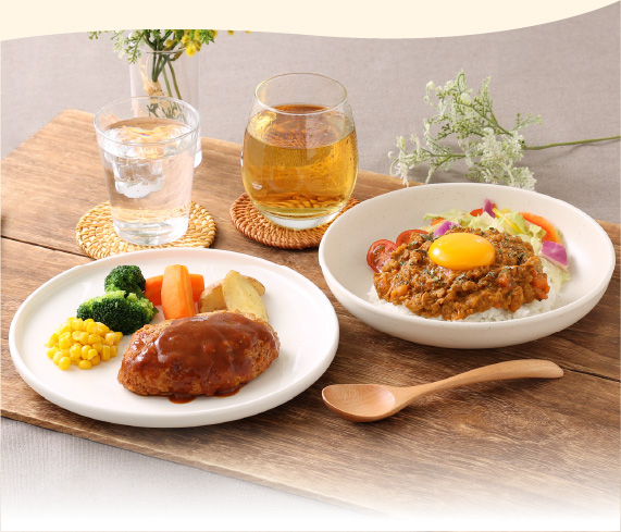 豆蔵のキーマカレー・豆蔵のハンバーグ