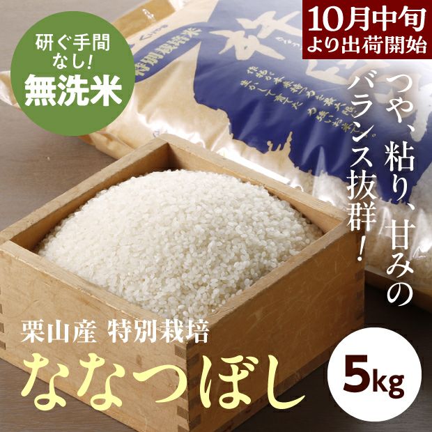 栗山産 特別栽培無洗米ななつぼし5kg｜空知 きなうすファーム｜米
