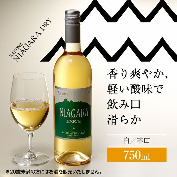 カノンズ・ナイアガラ ドライ白 石狩 八剣山ワイナリー｜ワイン｜食べ