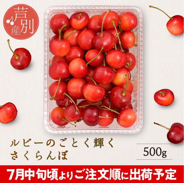 パックに入ったとても美味しそうな佐藤錦