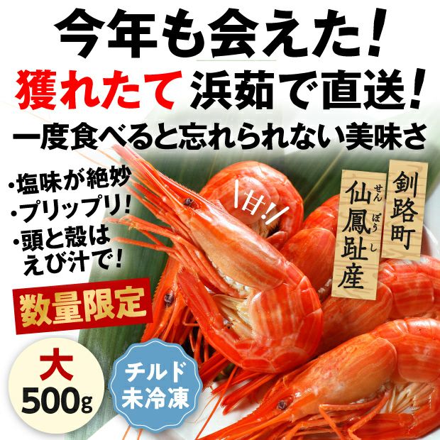 未冷凍】浜茹 北海しまえび 大サイズ 500g 海鮮｜食べレア北海道 通販