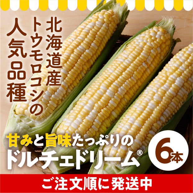 剣淵産 ドルチェドリーム6本｜2L スイートコーン とうもろこし｜食べ