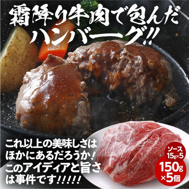 北海道産 牛霜降りハンバーグ 5個セット
