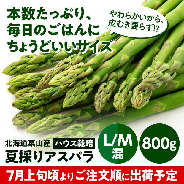 栗山産 夏採りアスパラ L/M混 800g